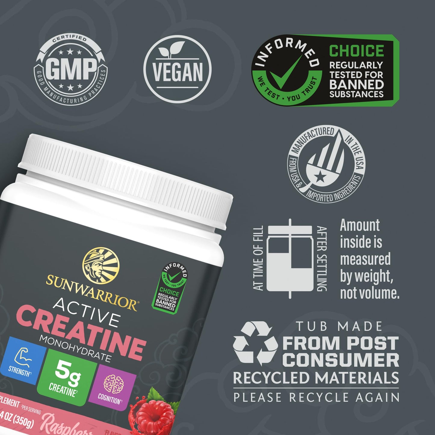 Creatine Monohydrate Powder Micronized PreWorkout Recovery Supplement | Support Muscle Building Strength Training Cognition | Vegan & Keto Friendly Easily Mixes (50 Servings) Raspberry Flavored