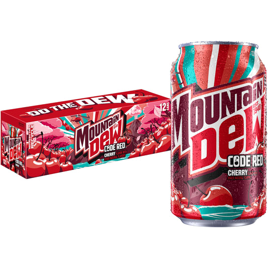 Mountain Dew Code Red Cherry, 12 Fl Oz Cans, 12 Pack