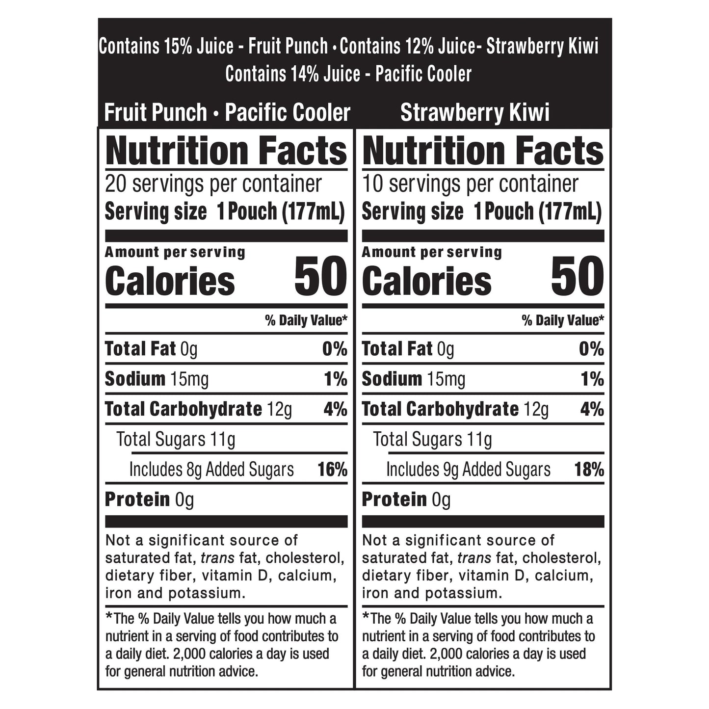 Capri Sun Fruit Punch, Strawberry Kiwi and Pacific Cooler Flavored Juice Drink Blend Variety Pack, 30 ct Box, 6 fl oz Pouches