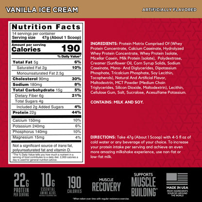 BSN SYNTHA-6 Premium Protein Powder with 6g of Fiber, Whey Isolate, Micellar Casein, Milk Protein Isolate, 5g of Fat, Vanilla Ice Cream, 14 Servings, 1.45 Pound (Packaging May Vary)