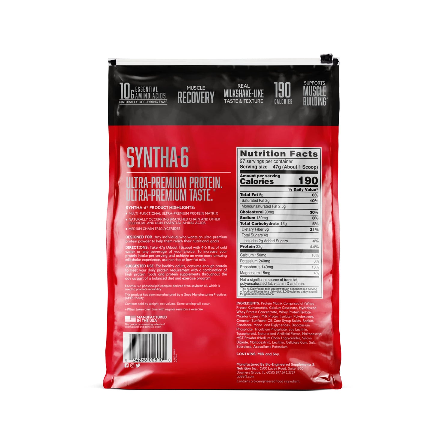 BSN SYNTHA-6 Whey Protein Powder, Micellar Casein, Milk Protein Isolate Powder, Vanilla Ice Cream, 97 Servings (Package May Vary)