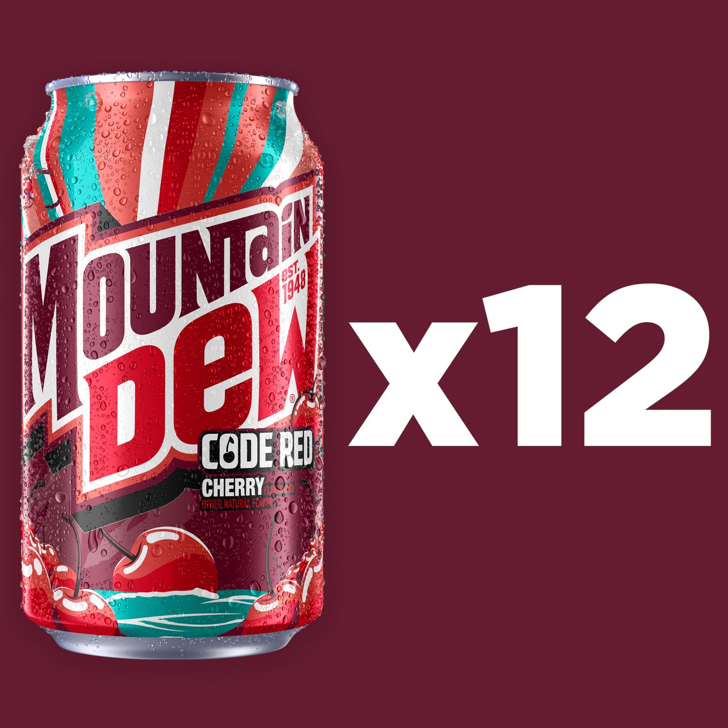 Mountain Dew Code Red Cherry, 12 Fl Oz Cans, 12 Pack