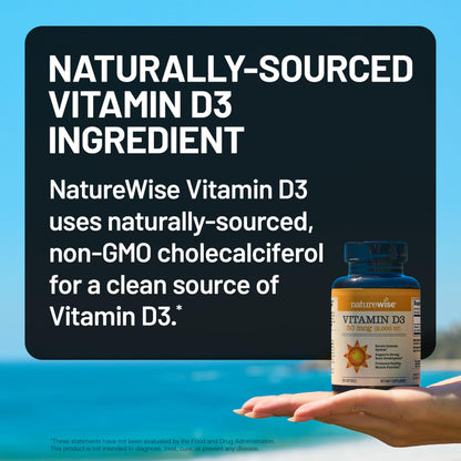 NatureWise Vitamin D3 2000iu (50 mcg) 1-Year Supply for Immune Support, Healthy Muscle Function, and Bone Health - Non-GMO, Gluten Free in Organic Extra Virgin Olive Oil, (Mini Softgel), 360 Count