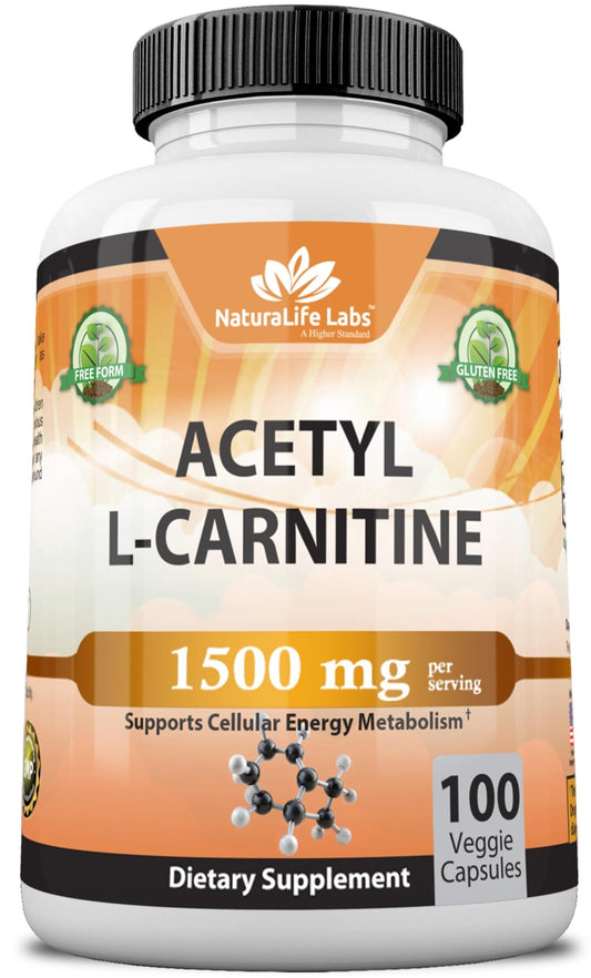 Acetyl L - Carnitine 1,500 mg High Potency Supports Energy Production, Sports Nutrition, Supports Memory/Focus - 100 Veggie Capsules - Fresh Hearth