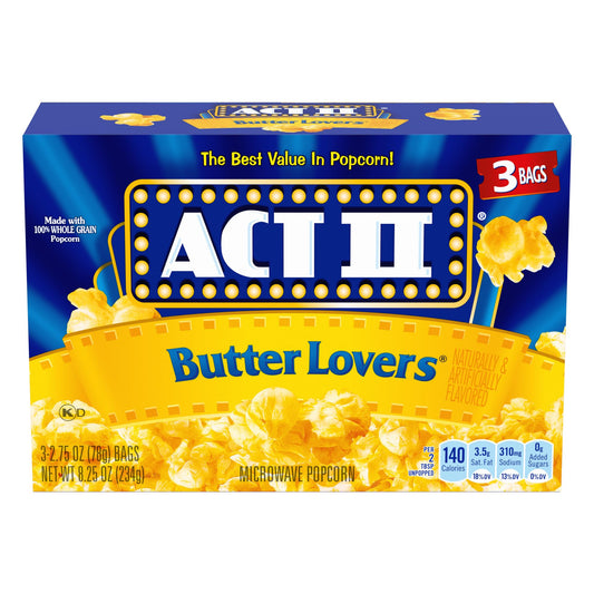 ACT II Butter Lovers Microwave Popcorn, 3 - Count 2.75 - oz. Bags - Fresh Hearth