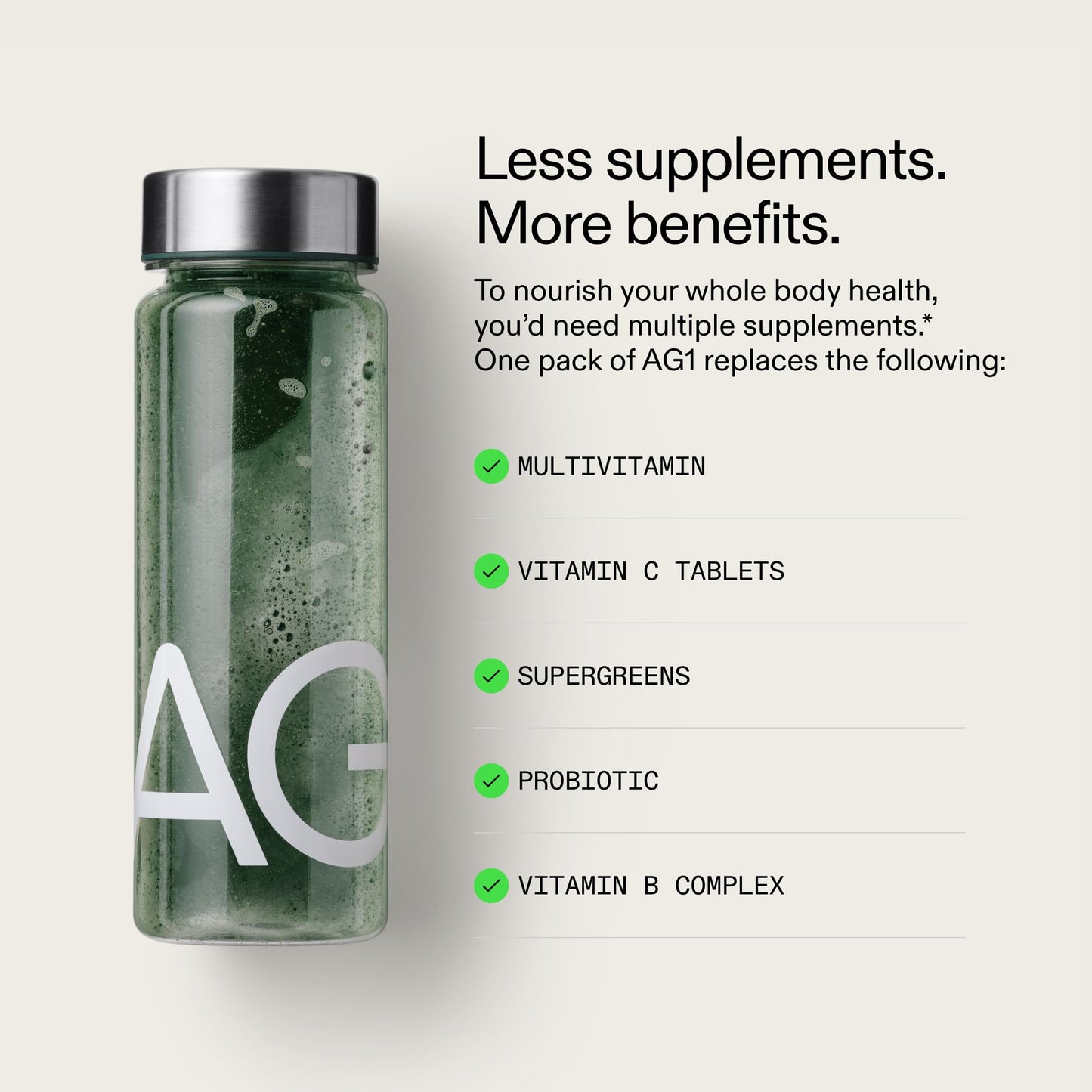 AG1 Greens Powder Refill Pouch – 75 Vitamins, Multivitamin & Probiotic | Gut Health Support | Vegan, Keto, Gluten Free | Athletic Greens Supplement - Pouch Only, Classic Formula - Fresh Hearth