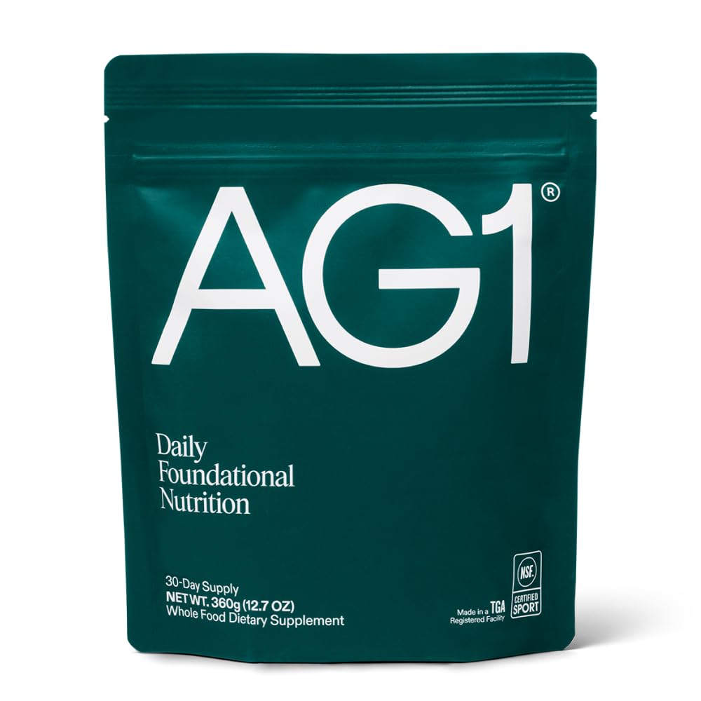AG1 Greens Powder Refill Pouch – 75 Vitamins, Multivitamin & Probiotic | Gut Health Support | Vegan, Keto, Gluten Free | Athletic Greens Supplement - Pouch Only, Classic Formula - Fresh Hearth