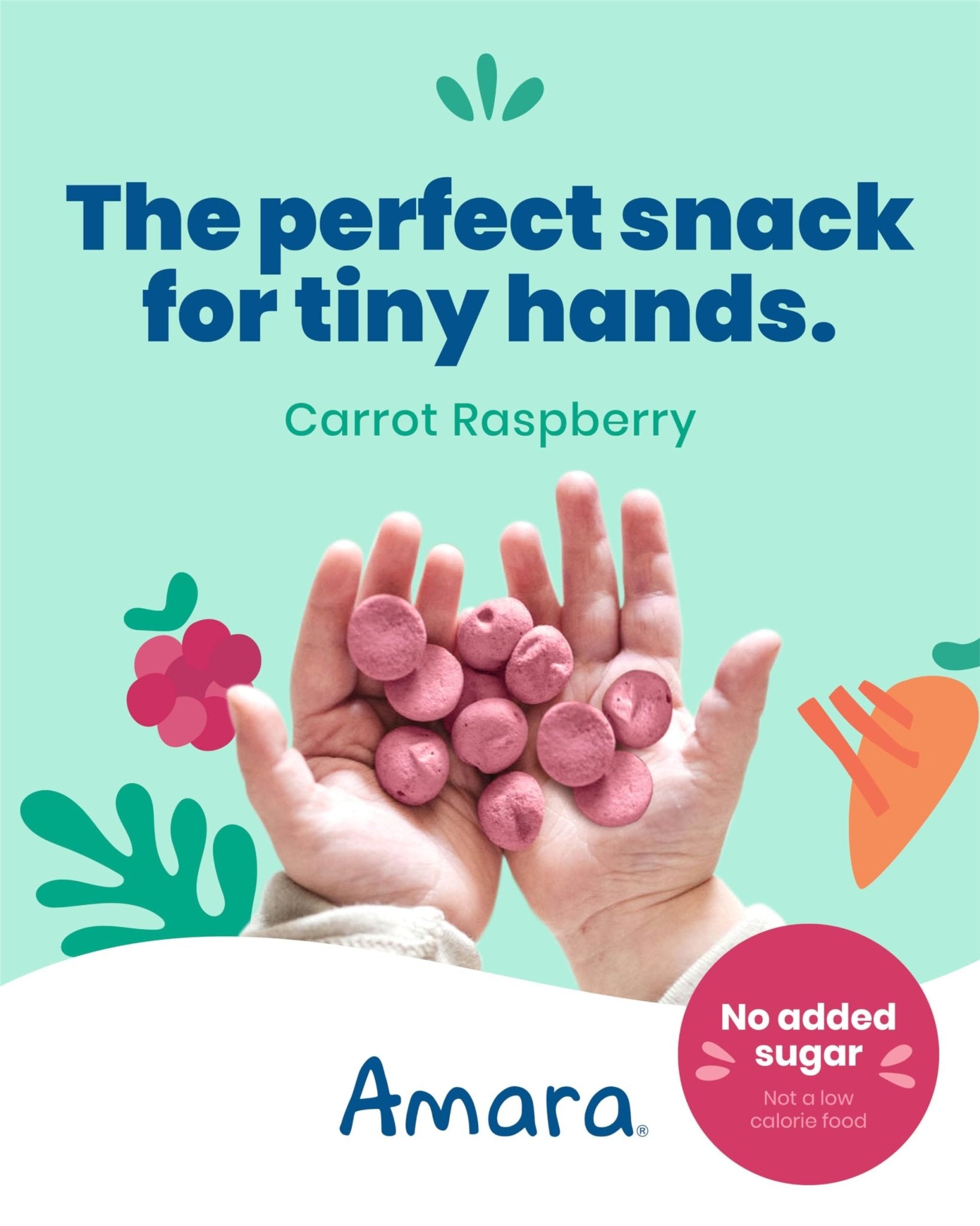 Amara Smoothie Melts - Carrot Raspberry - Baby Snacks Made With Fruits and Vegetables - Healthy Toddler Snacks For Your Kids Lunch Box - Organic Plant Based Yogurt Melts - 6 Resealable Bags - Fresh Hearth