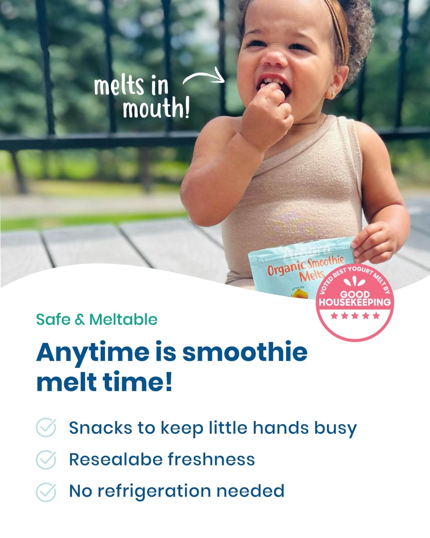 Amara Smoothie Melts - Mixed Red Berries - Baby Snacks Made With Fruits and Vegetables - Healthy Toddler Snacks For Your Kids Lunch Box - Organic Plant Based Yogurt Melts - 6 Resealable Bags - Fresh Hearth