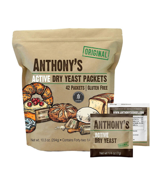Anthony's Active Dry Yeast Packets, Contains 42 Individual Packets, Gluten Free - Fresh Hearth