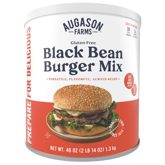 Augason Farms Black Bean Burger Mix Can, Certified Gluten Free, Emergency Food Supply, Everyday Meals, 38 Servings - Fresh Hearth