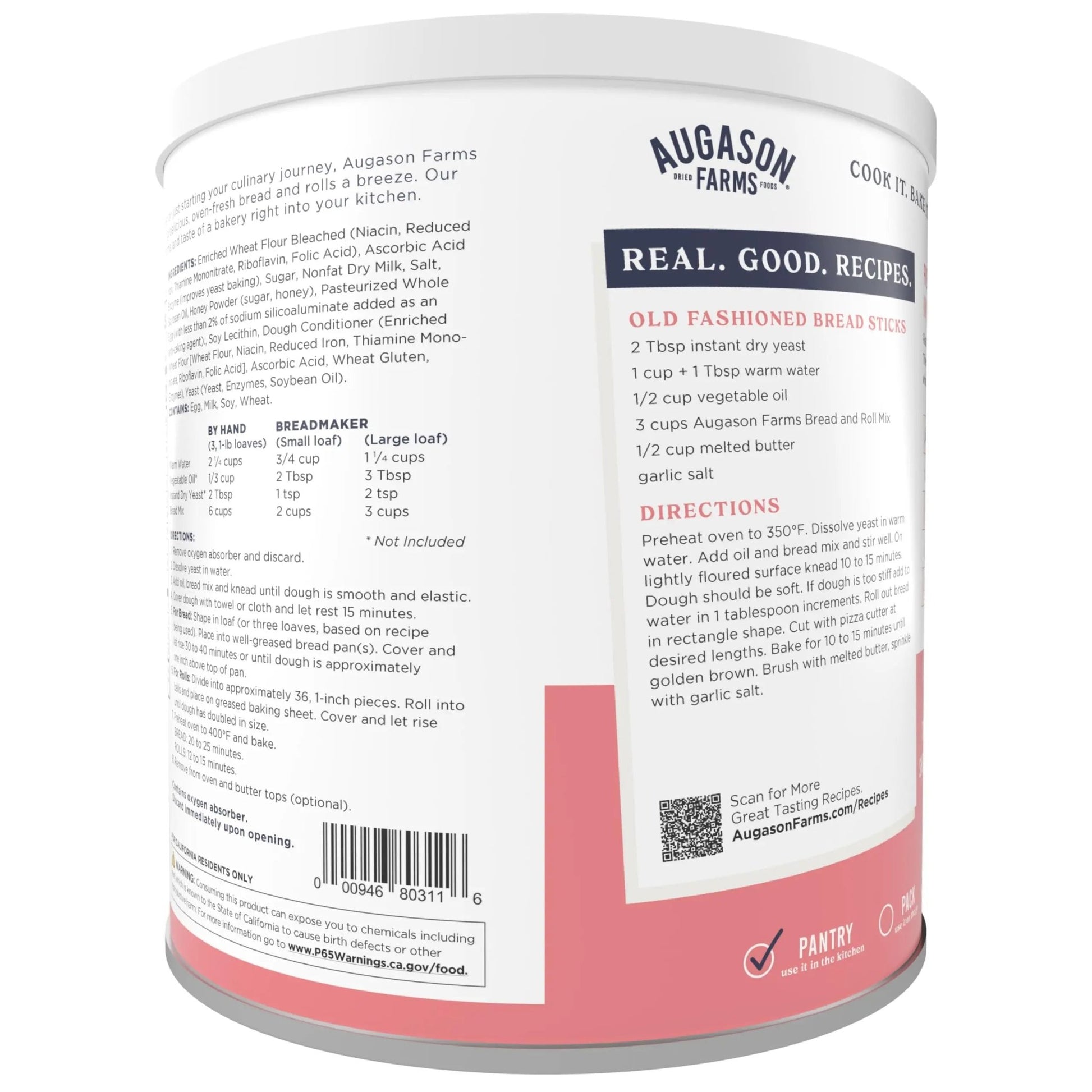 Augason Farms Bread and Roll Mix Can, Emergency Food Supply, Everyday Meals, 48 Servings - Fresh Hearth