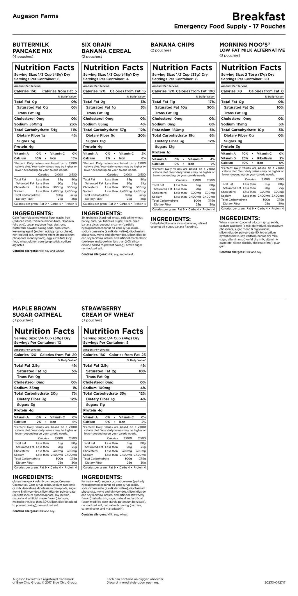 Augason Farms Breakfast Emergency Food Supply 4 Gallon Pail - Fresh Hearth