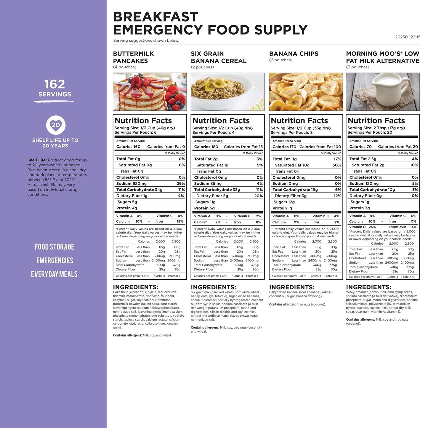 Augason Farms Breakfast Emergency Food Supply 4 Gallon Pail - Fresh Hearth