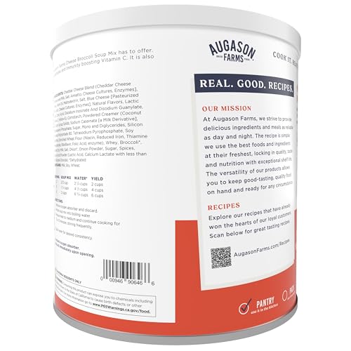 Augason Farms Cheesy Broccoli Soup Mix Can, Emergency Food Supply, Everyday Meals, 38 Servings - Fresh Hearth
