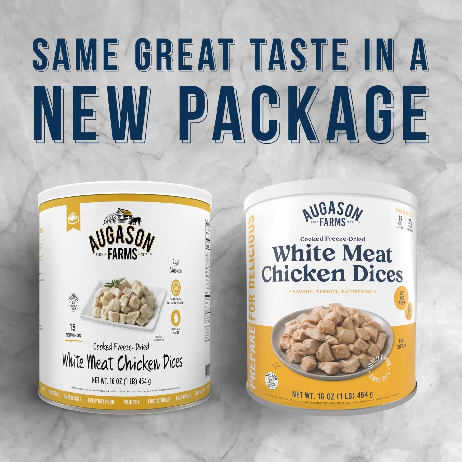 Augason Farms Cooked Freeze Dried White Meat Chicken Dices Can, Emergency Food Supply, Everyday Meals, 15 Servings - Fresh Hearth