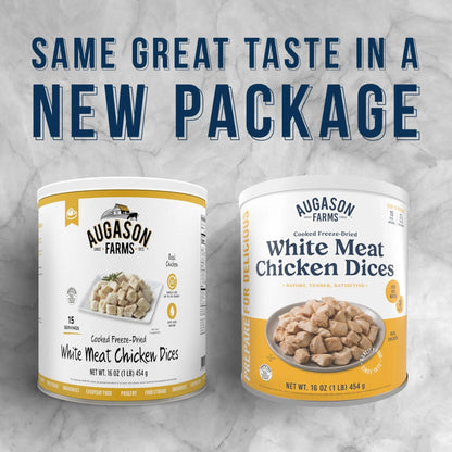 Augason Farms Cooked Freeze Dried White Meat Chicken Dices Can, Emergency Food Supply, Everyday Meals, 15 Servings - Fresh Hearth