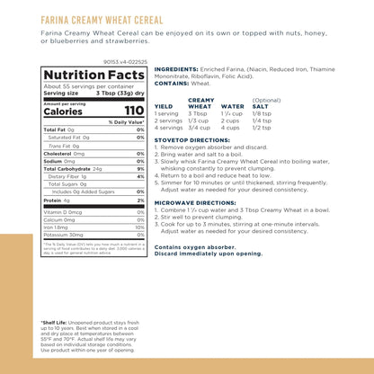 Augason Farms Creamy Wheat Cereal Can, Emergency Food Supply, Everyday Meals, 55 Servings - Fresh Hearth