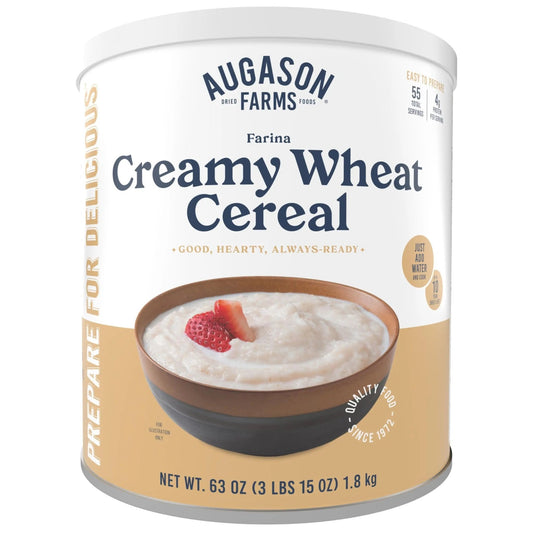 Augason Farms Creamy Wheat Cereal Can, Emergency Food Supply, Everyday Meals, 55 Servings - Fresh Hearth