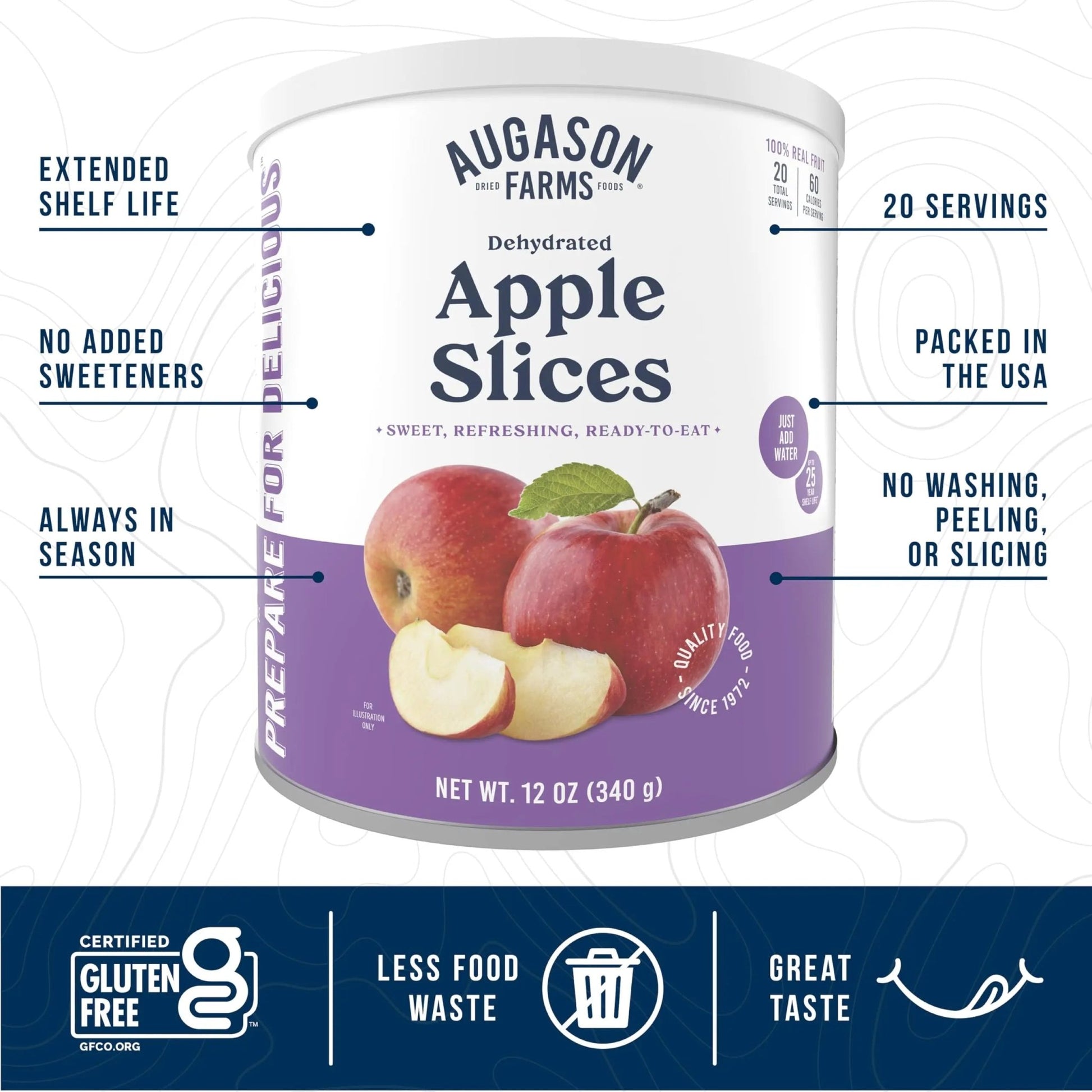 Augason Farms Dehydrated Apple Slices Can, Certified Gluten Free, Emergency Food Supply, Everyday Meals, 20 Servings - Fresh Hearth