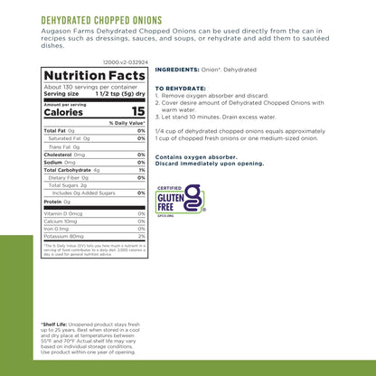 Augason Farms Dehydrated Chopped Onions Can, Emergency Food Supply, Everyday Meals, 130 Servings - Fresh Hearth