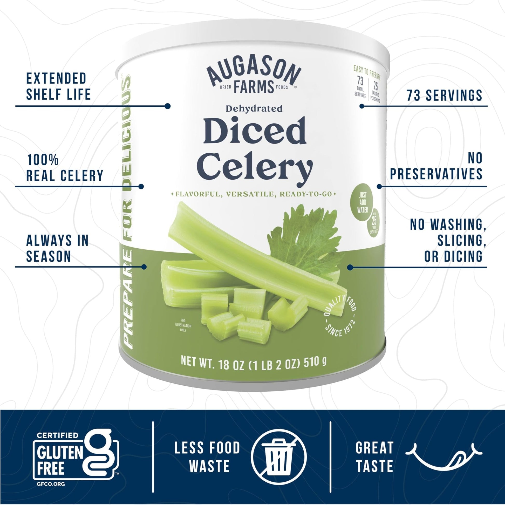 Augason Farms Dehydrated Cross Cut Celery Can, Emergency Food Supply, Everyday Meals, 36 Servings - Fresh Hearth