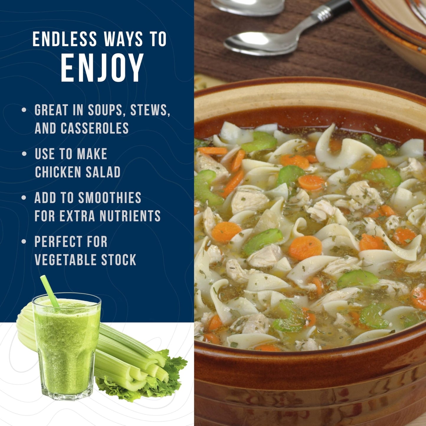 Augason Farms Dehydrated Cross Cut Celery Can, Emergency Food Supply, Everyday Meals, 36 Servings - Fresh Hearth