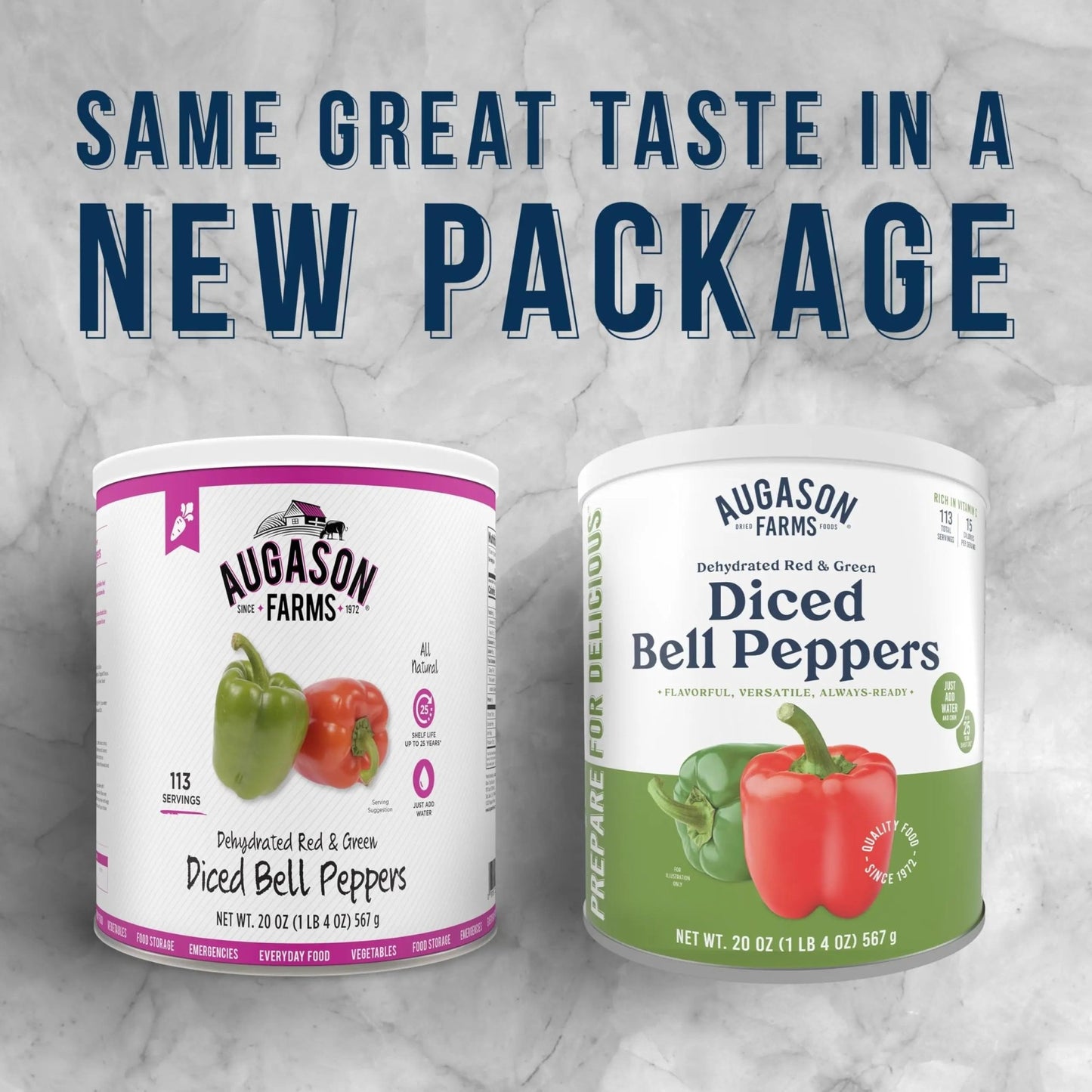 Augason Farms Dehydrated Red and Green Diced Bell Peppers Can, Emergency Food Supply, Everyday Meals, 113 Servings - Fresh Hearth