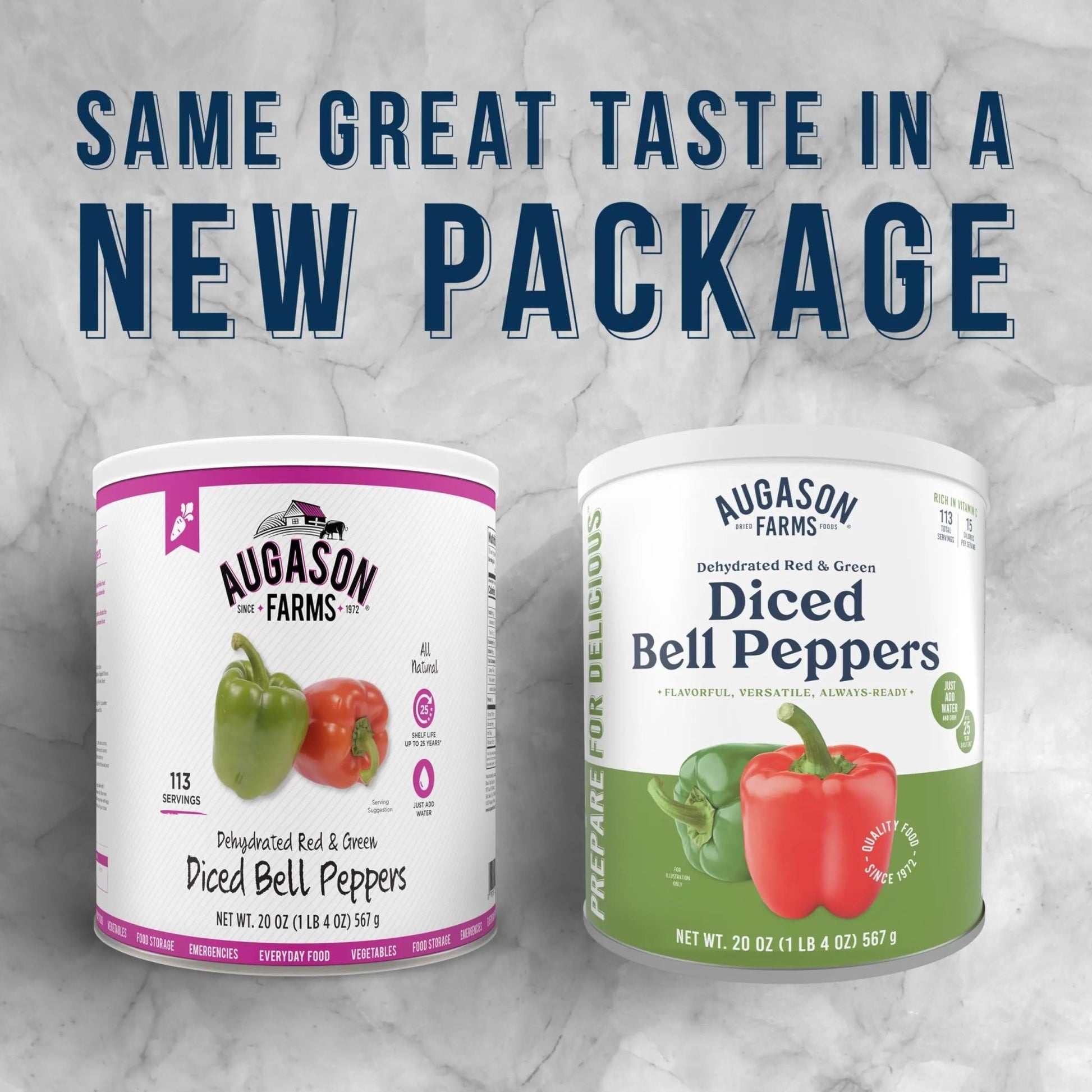 Augason Farms Dehydrated Red and Green Diced Bell Peppers Can, Emergency Food Supply, Everyday Meals, 113 Servings - Fresh Hearth