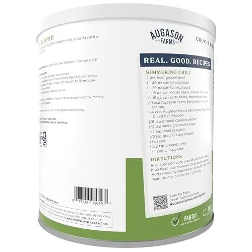 Augason Farms Dehydrated Red and Green Diced Bell Peppers Can, Emergency Food Supply, Everyday Meals, 113 Servings - Fresh Hearth