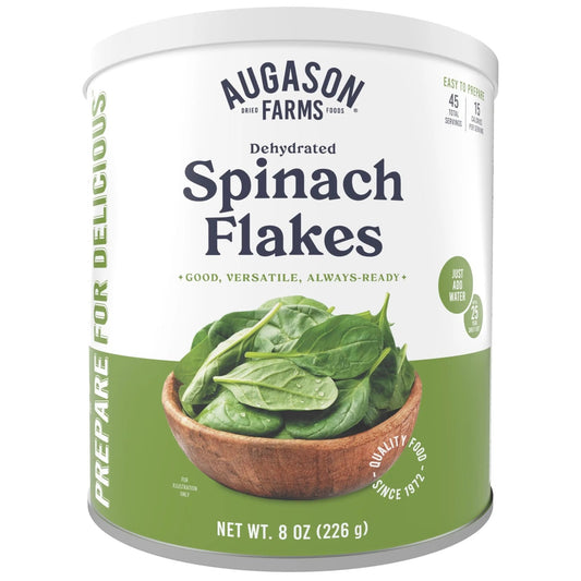 Augason Farms Dehydrated Spinach Flakes Can, Emergency Food Supply, Everyday Meals, 45 Servings - Fresh Hearth