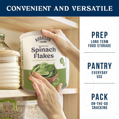 Augason Farms Dehydrated Spinach Flakes Can, Emergency Food Supply, Everyday Meals, 45 Servings - Fresh Hearth