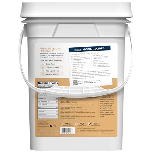 Augason Farms Dried Black Beans 4 - Gallon Pail, Bulk Food Storage, Emergency Food Supply, Everyday Meals, 237 Servings - Fresh Hearth