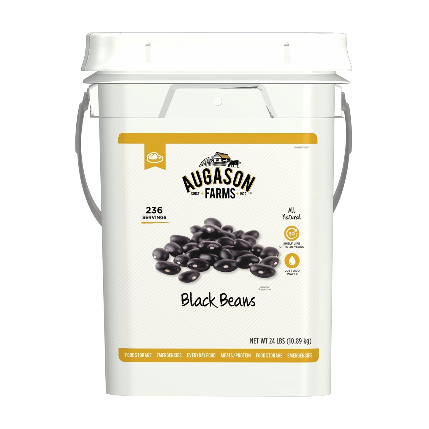 Augason Farms Dried Black Beans 4 - Gallon Pail, Bulk Food Storage, Emergency Food Supply, Everyday Meals, 237 Servings - Fresh Hearth