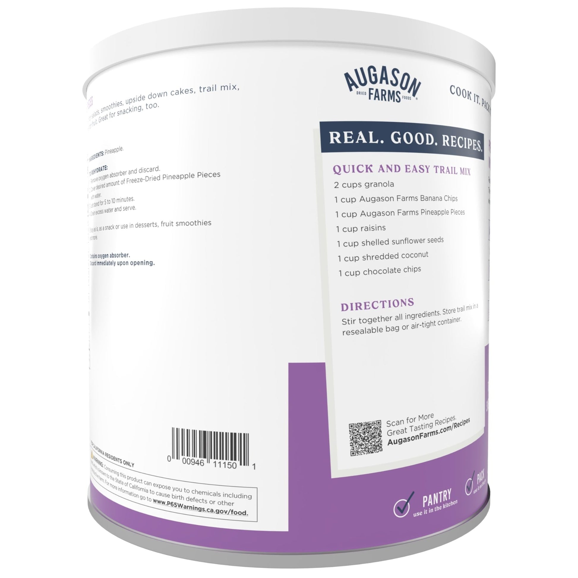 Augason Farms Freeze Dried Pineapple Pieces Can, Emergency Food Supply, Everyday Meals, 34 Servings - Fresh Hearth