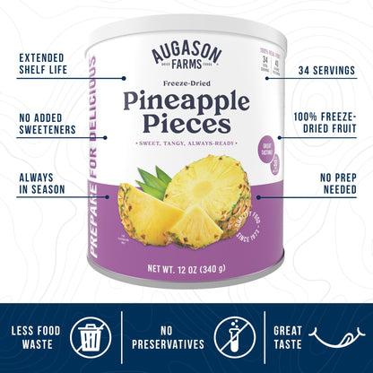 Augason Farms Freeze Dried Pineapple Pieces Can, Emergency Food Supply, Everyday Meals, 34 Servings - Fresh Hearth