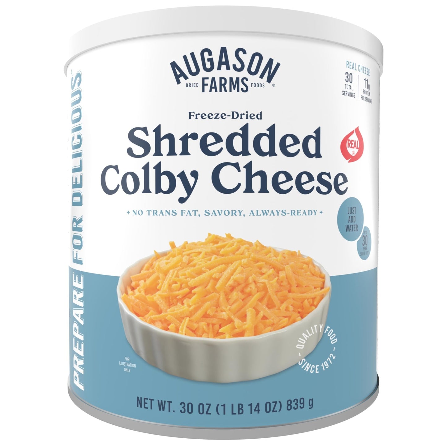 Augason Farms Freeze Dried Shredded Colby Cheese Can, Emergency Food Supply, Everyday Meals, 30 Servings - Fresh Hearth