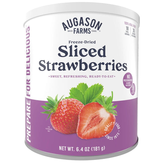 Augason Farms Freeze Dried Sliced Strawberries Can - Gluten Free Snack for Baking, Smoothies, and Emergency Storage - Healthy Individual Fruit Snacks – 6.5 Ounces (18 Servings) - Fresh Hearth