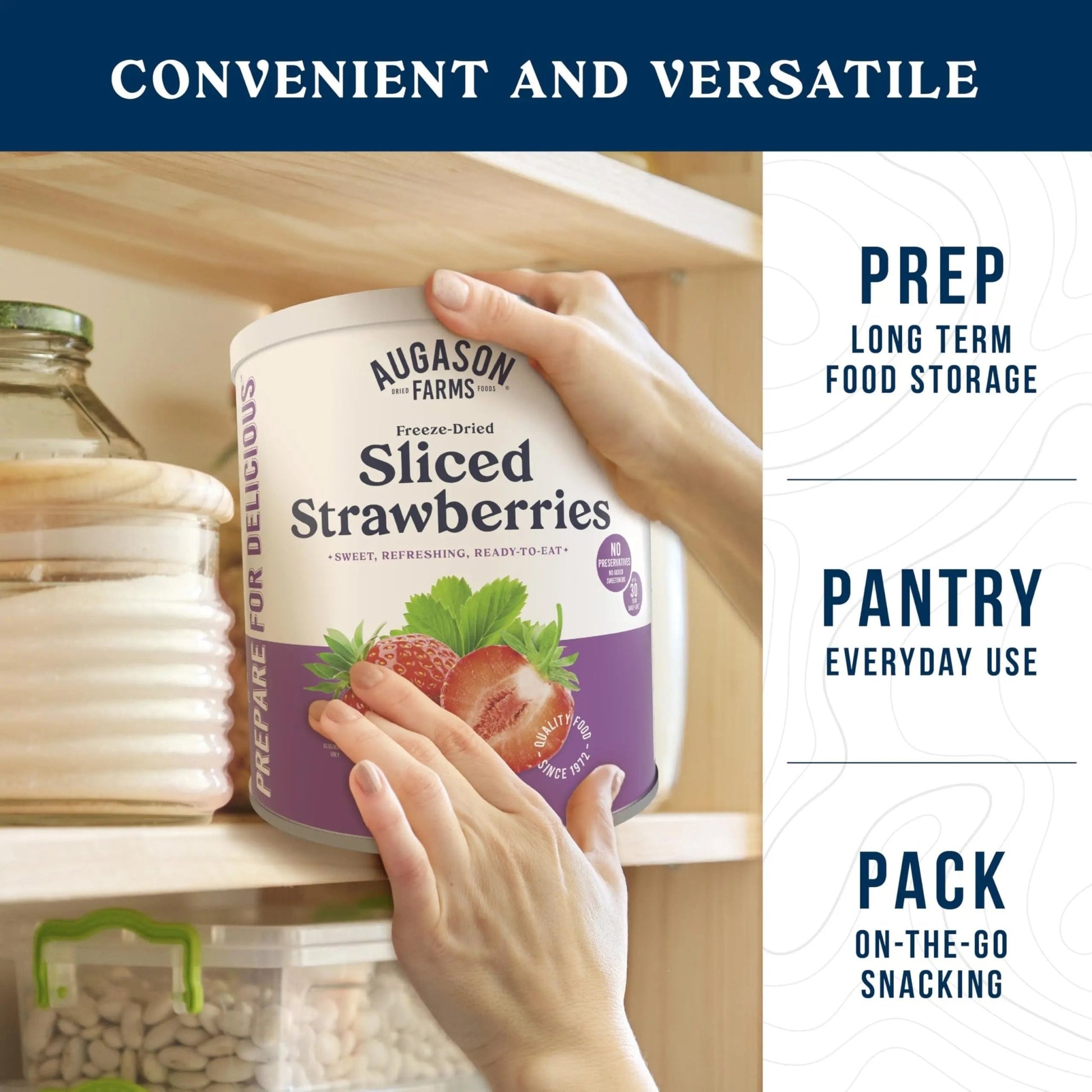 Augason Farms Freeze Dried Sliced Strawberries Can - Gluten Free Snack for Baking, Smoothies, and Emergency Storage - Healthy Individual Fruit Snacks – 6.5 Ounces (18 Servings) - Fresh Hearth