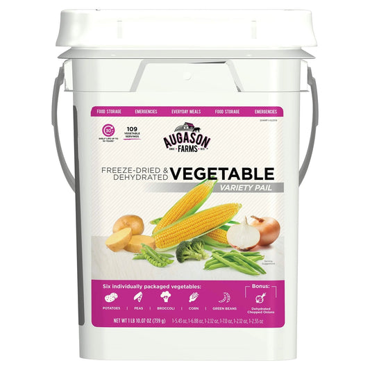 Augason Farms Freeze Dried Vegetable Variety Pail, Emergency Food Supply, Everyday Meals, 109 Servings - Fresh Hearth