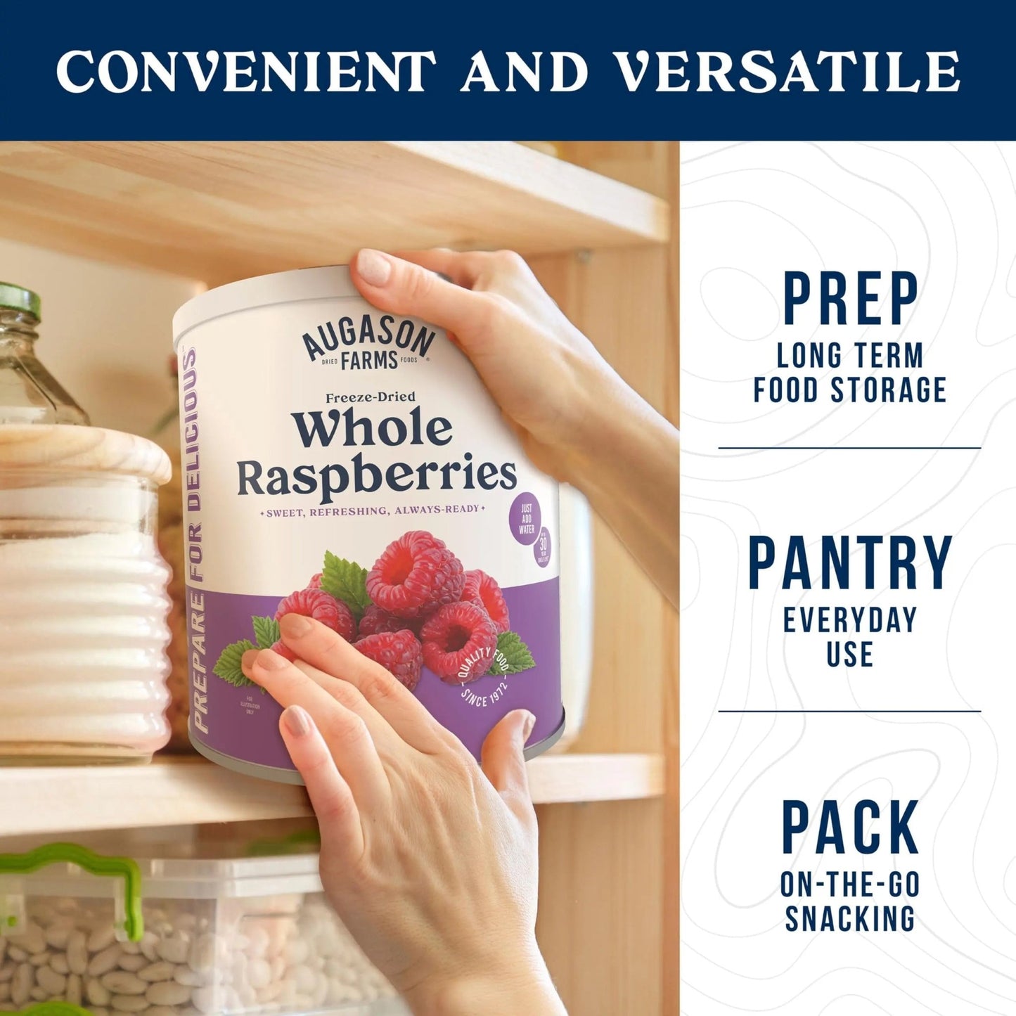Augason Farms Freeze Dried Whole Raspberries Can, Emergency Food Supply, Everyday Meals, 23 Servings - Fresh Hearth
