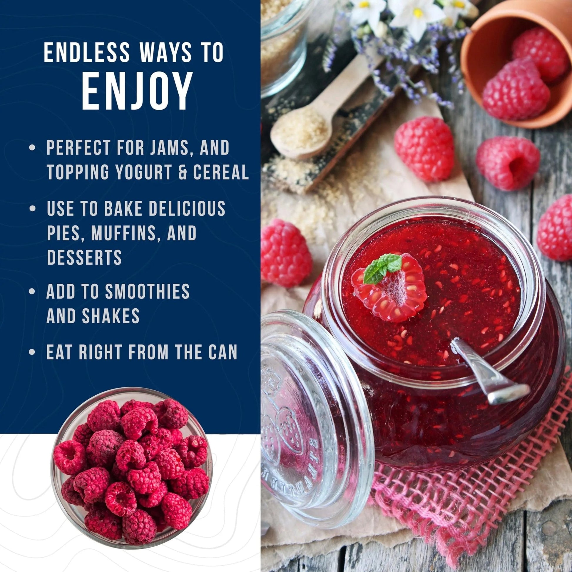 Augason Farms Freeze Dried Whole Raspberries Can, Emergency Food Supply, Everyday Meals, 23 Servings - Fresh Hearth