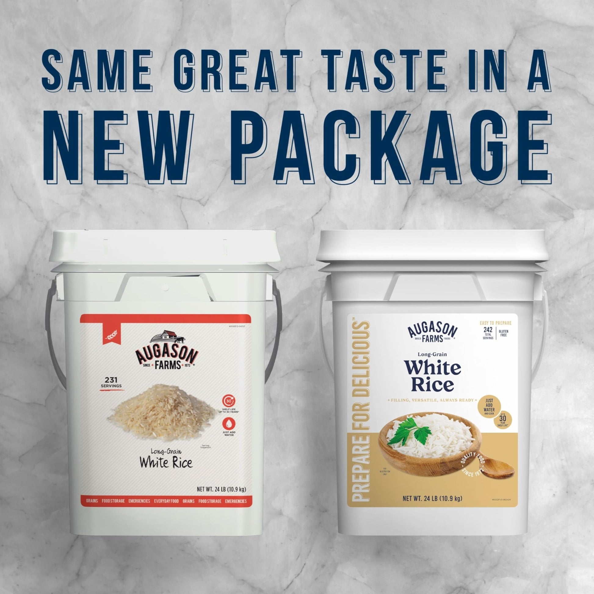 Augason Farms Long Grain White Rice 4 - Gallon Pail, Emergency Food Supply, Everyday Meals, 242 Servings - Fresh Hearth