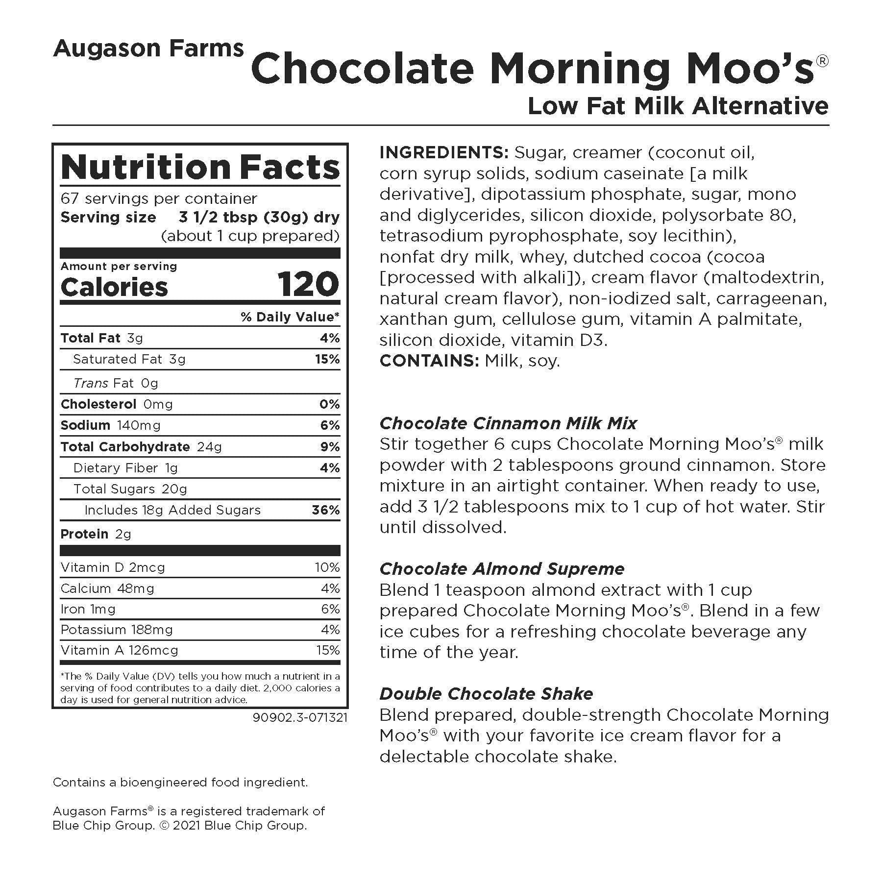 Augason Farms Morning Moo's Chocolate Low Fat Milk Alternative Can, Emergency Food Supply, Everyday Meals, 67 Servings - Fresh Hearth