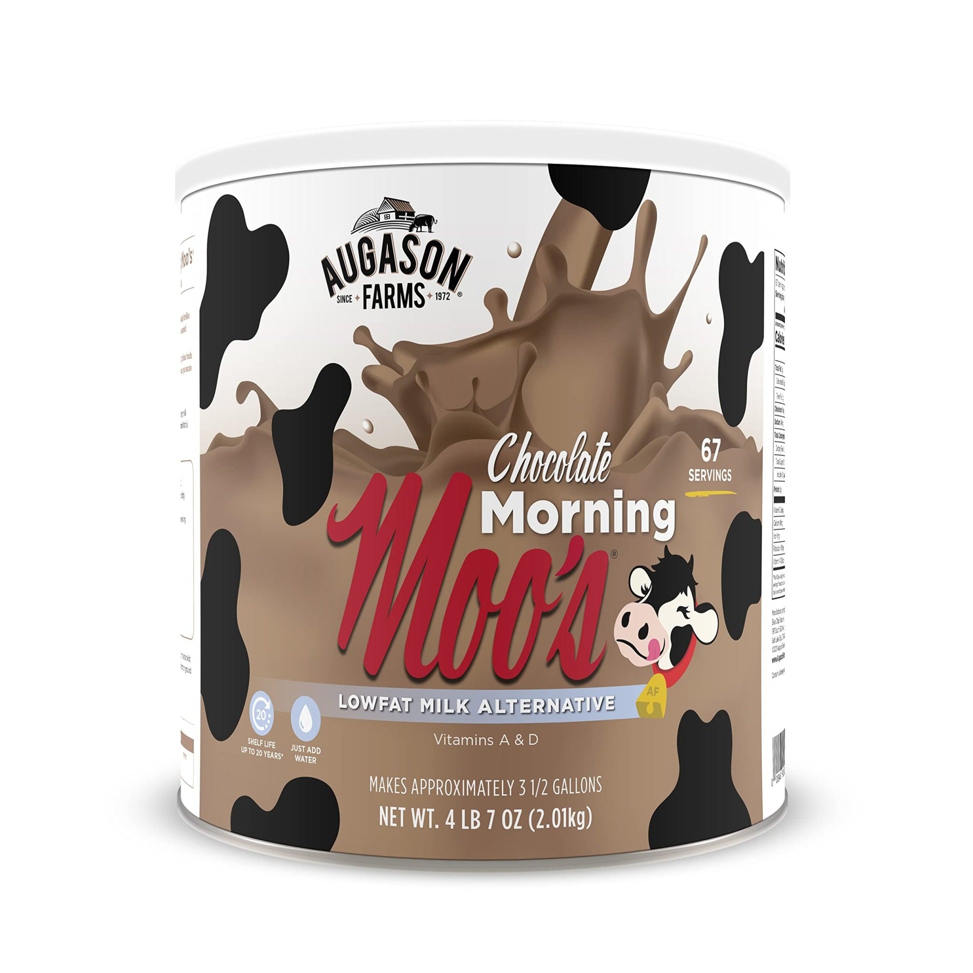 Augason Farms Morning Moo's Chocolate Low Fat Milk Alternative Can, Emergency Food Supply, Everyday Meals, 67 Servings - Fresh Hearth