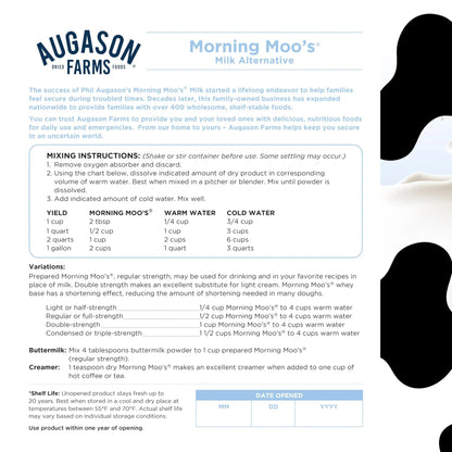 Augason Farms Morning Moo's Milk Alternative Can, Emergency Food Storage, Everyday Meals, 93 Servings - Fresh Hearth