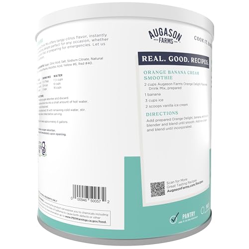 Augason Farms Orange Delight Drink Mix Can, Emergency Food Supply, Everyday Meals, 52 Servings - Fresh Hearth