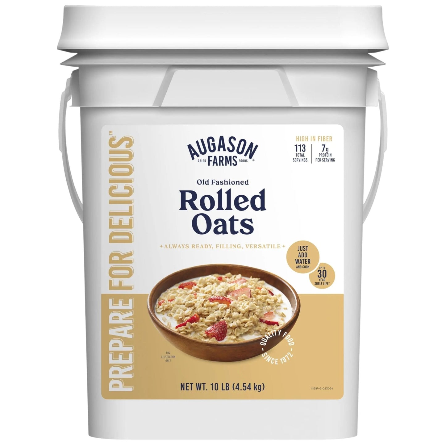 Augason Farms Regular Rolled Oats 4 - Gallon Pail, Emergency Food Supply, Everyday Meals, 113 Servings - Fresh Hearth