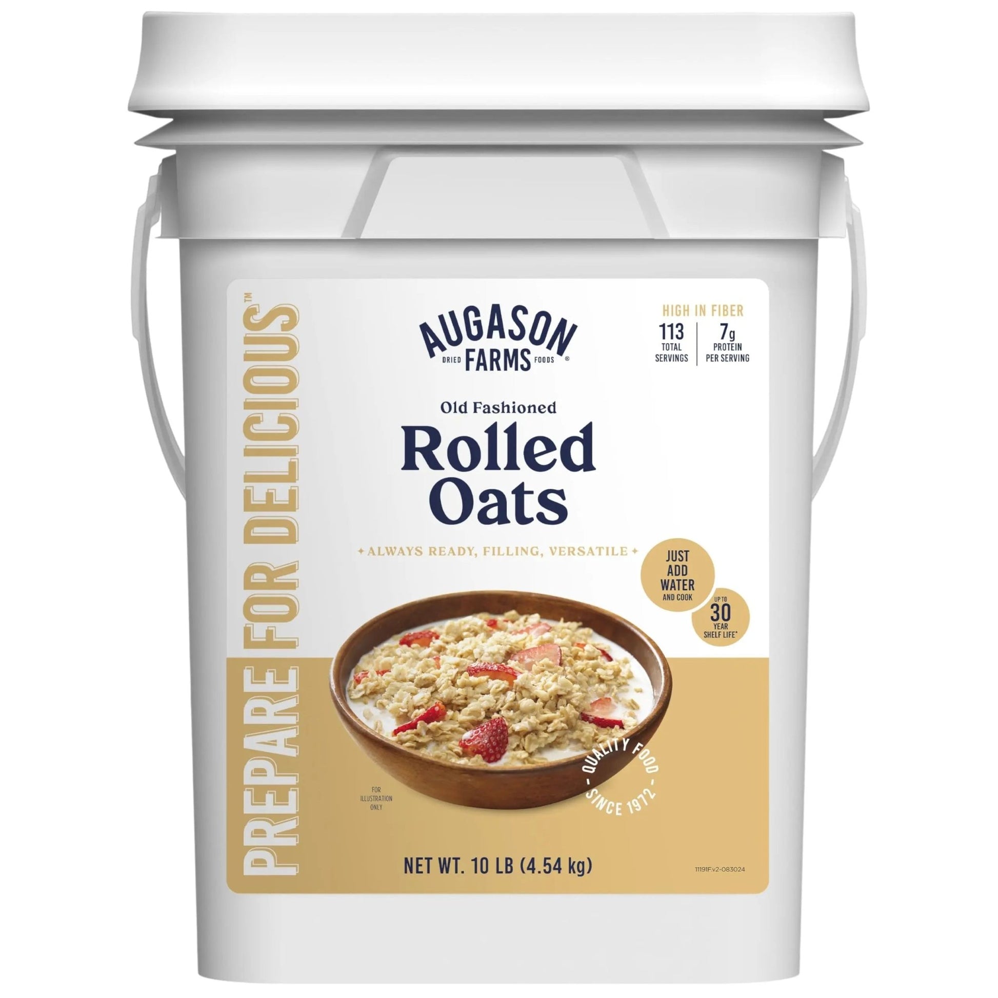 Augason Farms Regular Rolled Oats 4 - Gallon Pail, Emergency Food Supply, Everyday Meals, 113 Servings - Fresh Hearth