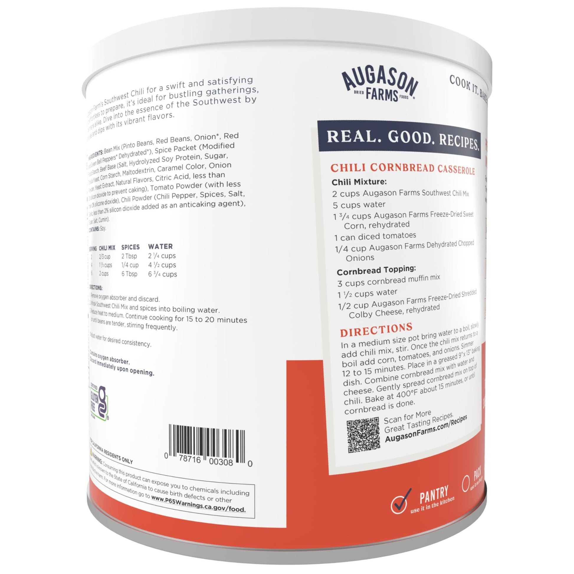 Augason Farms Southwest Chili Mix Can, Certified Gluten Free, Emergency Food Supply, Everyday Meals, 34 Servings - Fresh Hearth